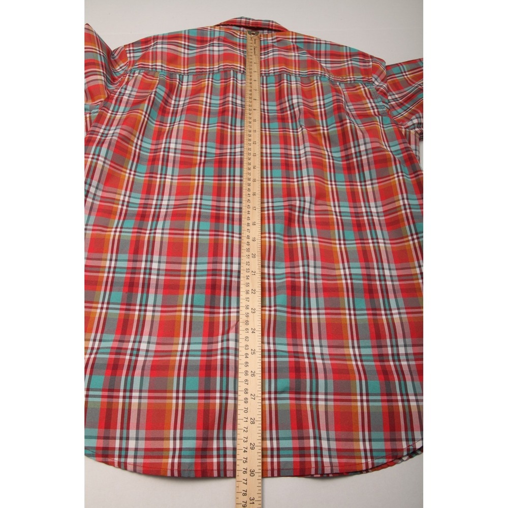 Marmot Men's Large L Short Sleeve Plaid Button-Down Casual Shirt Red Teal - Picture 10 of 12